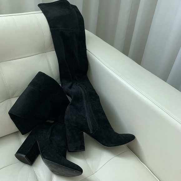 Cole Haan black suede side over the knee boot. - Picture 1 of 8